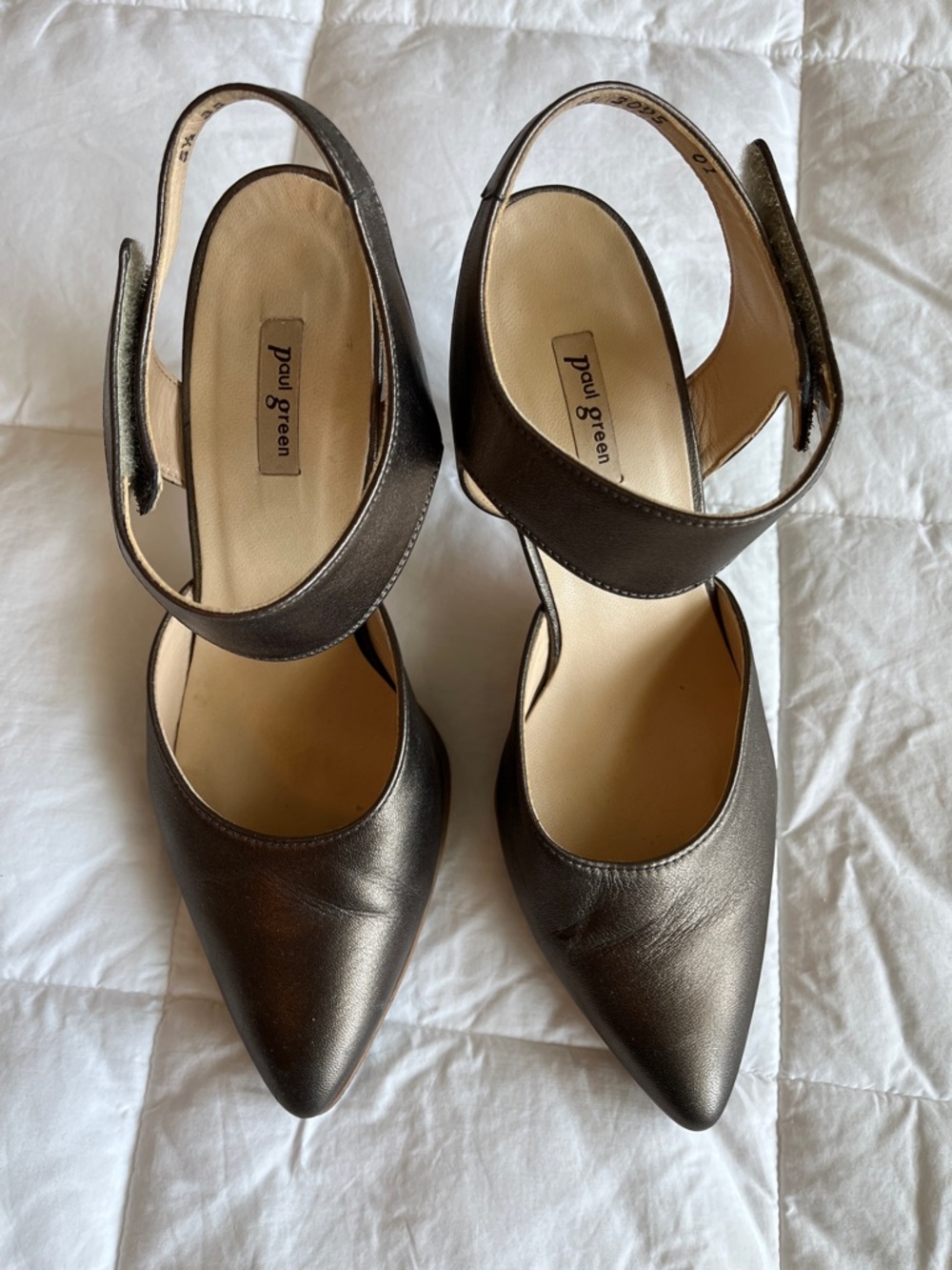 Paul Green Metallic Charcoal Pointed Slingback Pumps